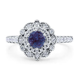 Art Deco Round Natural Stone Floral Ring