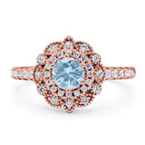 Art Deco Round Natural Stone Floral Ring