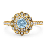 Art Deco Round Natural Stone Floral Ring