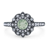 Art Deco Round Natural Stone Floral Ring