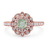 Art Deco Round Natural Stone Floral Ring