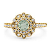 Art Deco Round Natural Stone Floral Ring