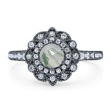 Art Deco Round Natural Stone Floral Ring