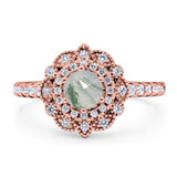 Art Deco Round Natural Stone Floral Ring