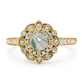 Art Deco Round Natural Stone Floral Ring