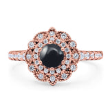 Art Deco Round Natural Stone Floral Ring