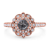 Art Deco Round Natural Stone Floral Ring