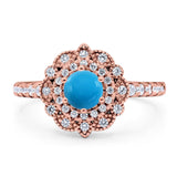 Art Deco Round Natural Stone Floral Ring