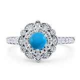 Art Deco Round Natural Stone Floral Ring
