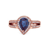 Vintage Style Pear Teardrop Natural Stone Ring
