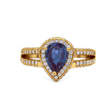Vintage Style Pear Teardrop Natural Stone Ring