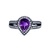 Vintage Style Pear Teardrop Natural Stone Ring