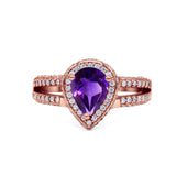 Vintage Style Pear Teardrop Natural Stone Ring