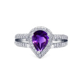 Vintage Style Pear Teardrop Natural Stone Ring