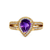 Vintage Style Pear Teardrop Natural Stone Ring