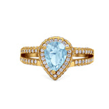 Vintage Style Pear Teardrop Natural Stone Ring