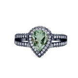 Vintage Style Pear Teardrop Natural Stone Ring