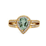 Vintage Style Pear Teardrop Natural Stone Ring