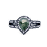 Vintage Style Pear Teardrop Natural Stone Ring