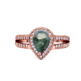 Vintage Style Pear Teardrop Natural Stone Ring