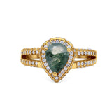 Vintage Style Pear Teardrop Natural Stone Ring