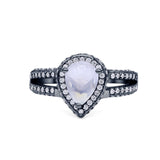 Vintage Style Pear Teardrop Natural Stone Ring