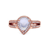 Vintage Style Pear Teardrop Natural Stone Ring