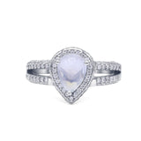 Vintage Style Pear Teardrop Natural Stone Ring