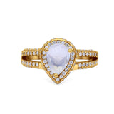 Vintage Style Pear Teardrop Natural Stone Ring