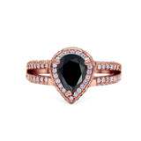 Vintage Style Pear Teardrop Natural Stone Ring