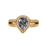 Vintage Style Pear Teardrop Natural Stone Ring