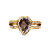 Vintage Style Pear Teardrop Natural Stone Ring