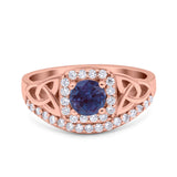 Cushion Cut Halo Round Natural Stone Ring