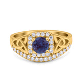 Cushion Cut Halo Round Natural Stone Ring