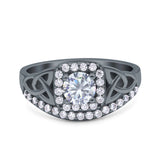 Cushion Cut Halo Round Natural Stone Ring