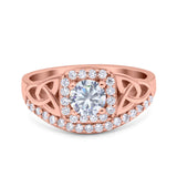 Cushion Cut Halo Round Natural Stone Ring