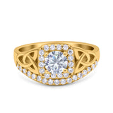Cushion Cut Halo Round Natural Stone Ring