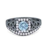 Cushion Cut Halo Round Natural Stone Ring