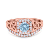 Cushion Cut Halo Round Natural Stone Ring