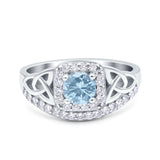 Cushion Cut Halo Round Natural Stone Ring