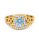 Cushion Cut Halo Round Natural Stone Ring