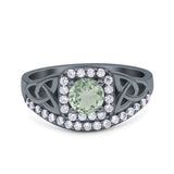 Cushion Cut Halo Round Natural Stone Ring