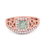 Cushion Cut Halo Round Natural Stone Ring