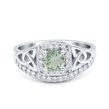 Cushion Cut Halo Round Natural Stone Ring