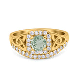 Cushion Cut Halo Round Natural Stone Ring