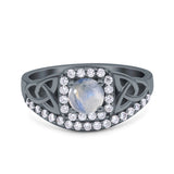 Cushion Cut Halo Round Natural Stone Ring