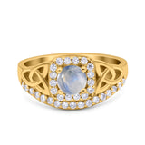 Cushion Cut Halo Round Natural Stone Ring