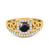 Cushion Cut Halo Round Natural Stone Ring