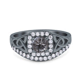 Cushion Cut Halo Round Natural Stone Ring