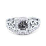 Cushion Cut Halo Round Natural Stone Ring